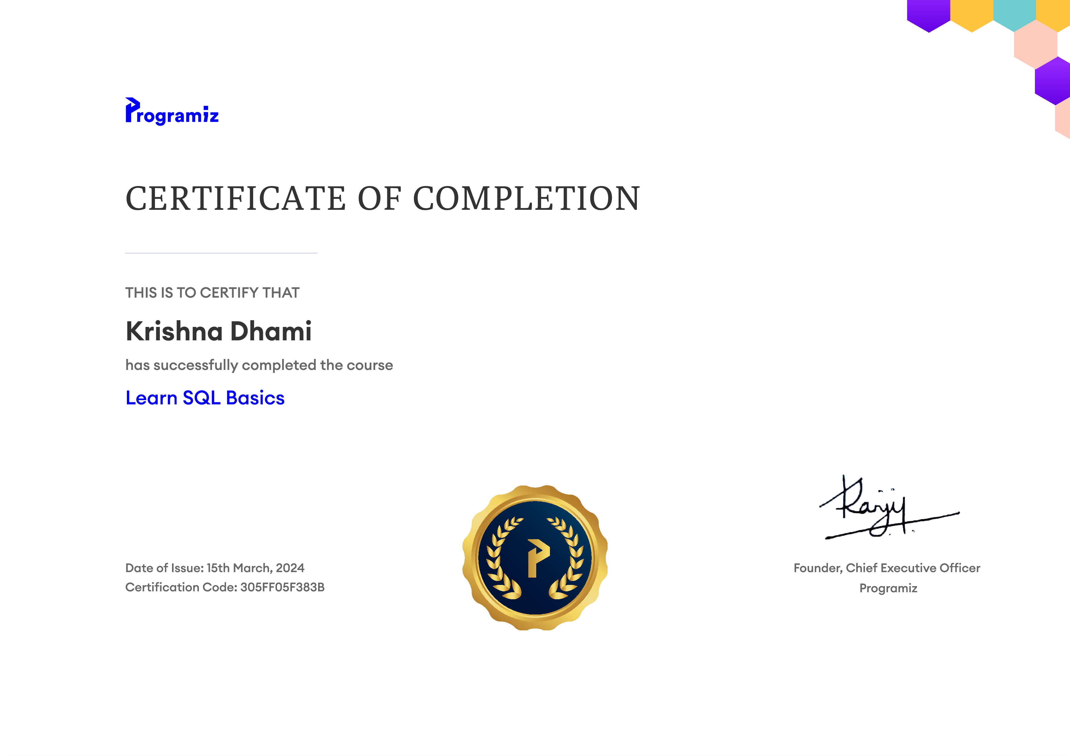 Certificate