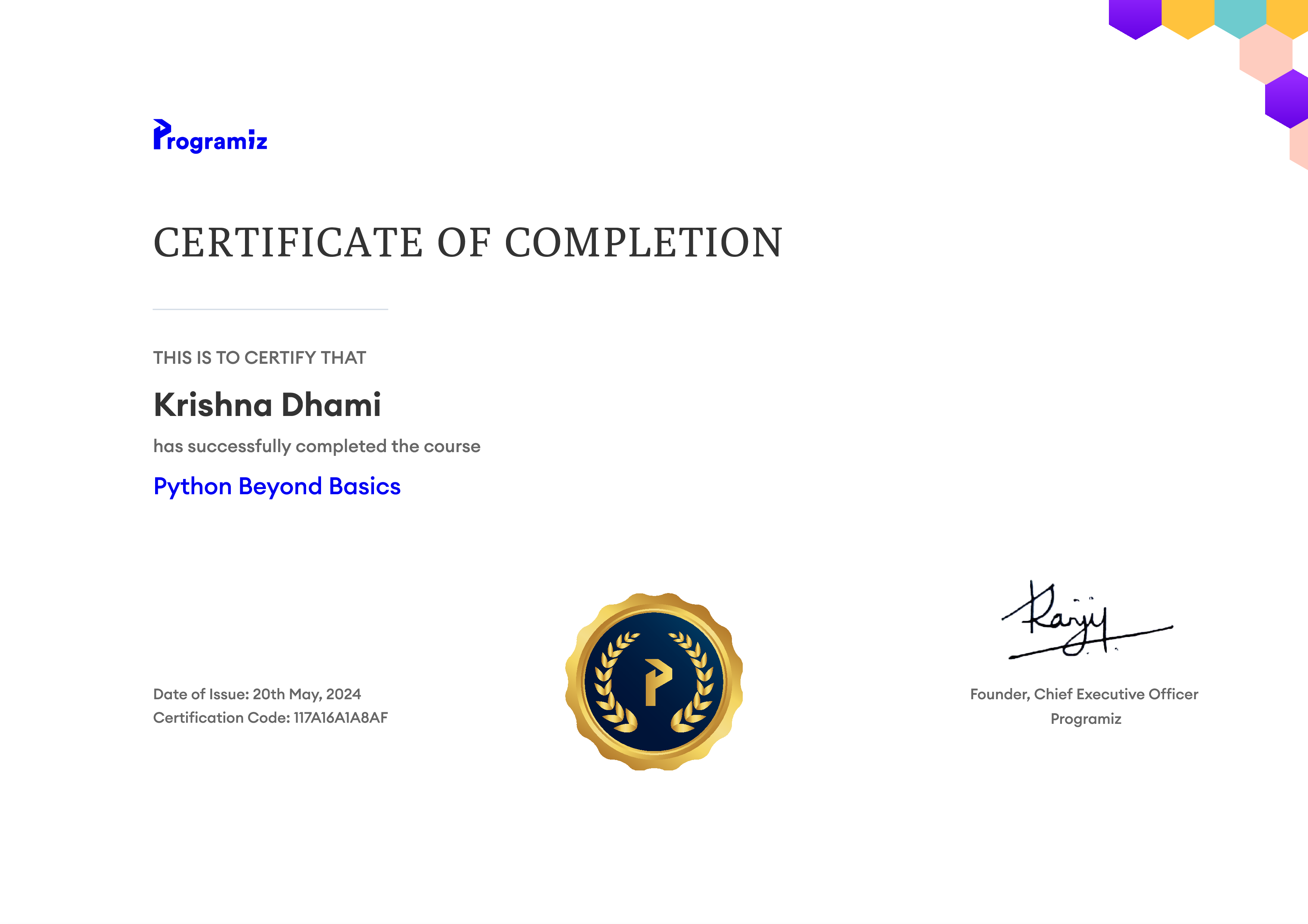 Certificate