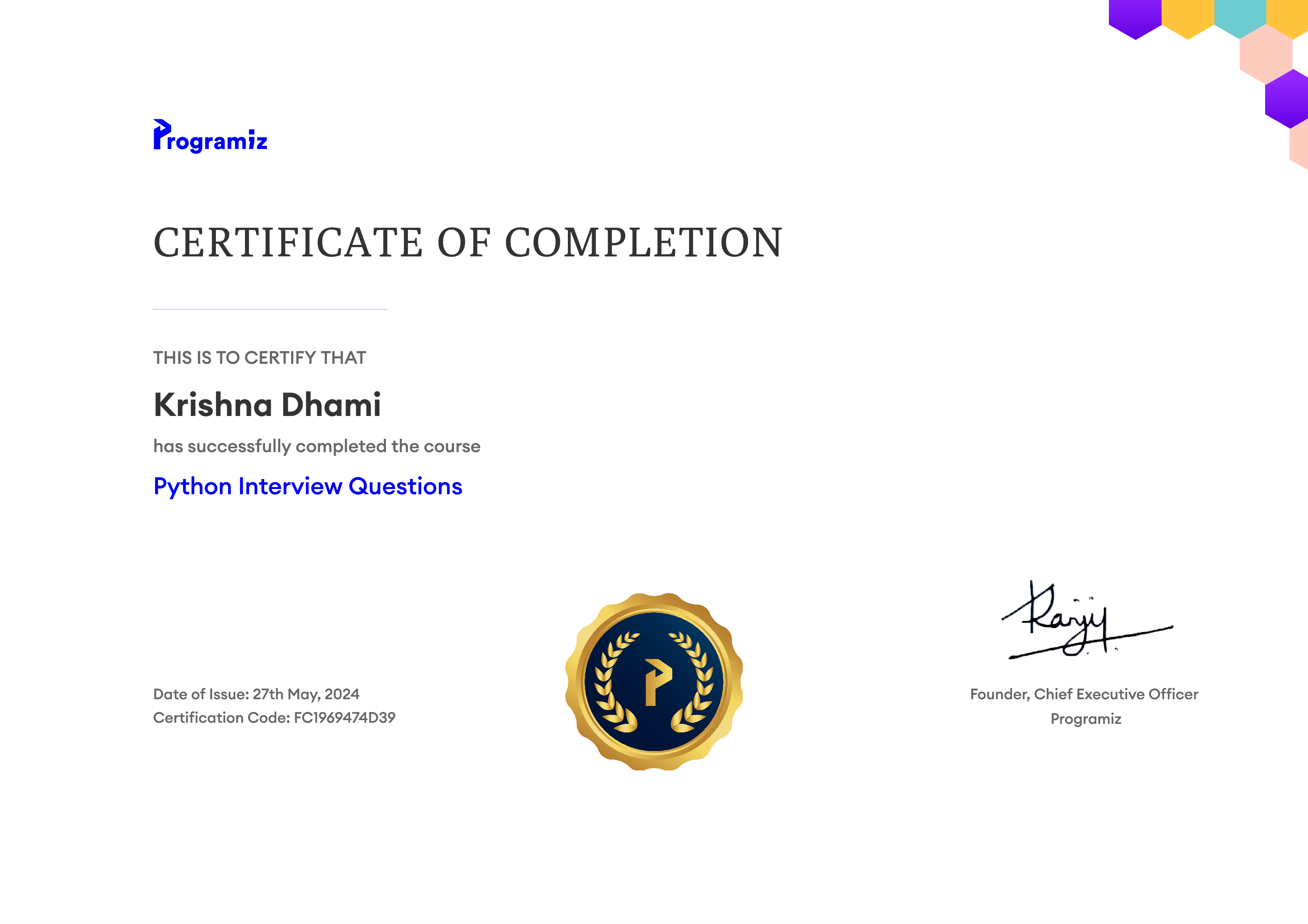 Certificate